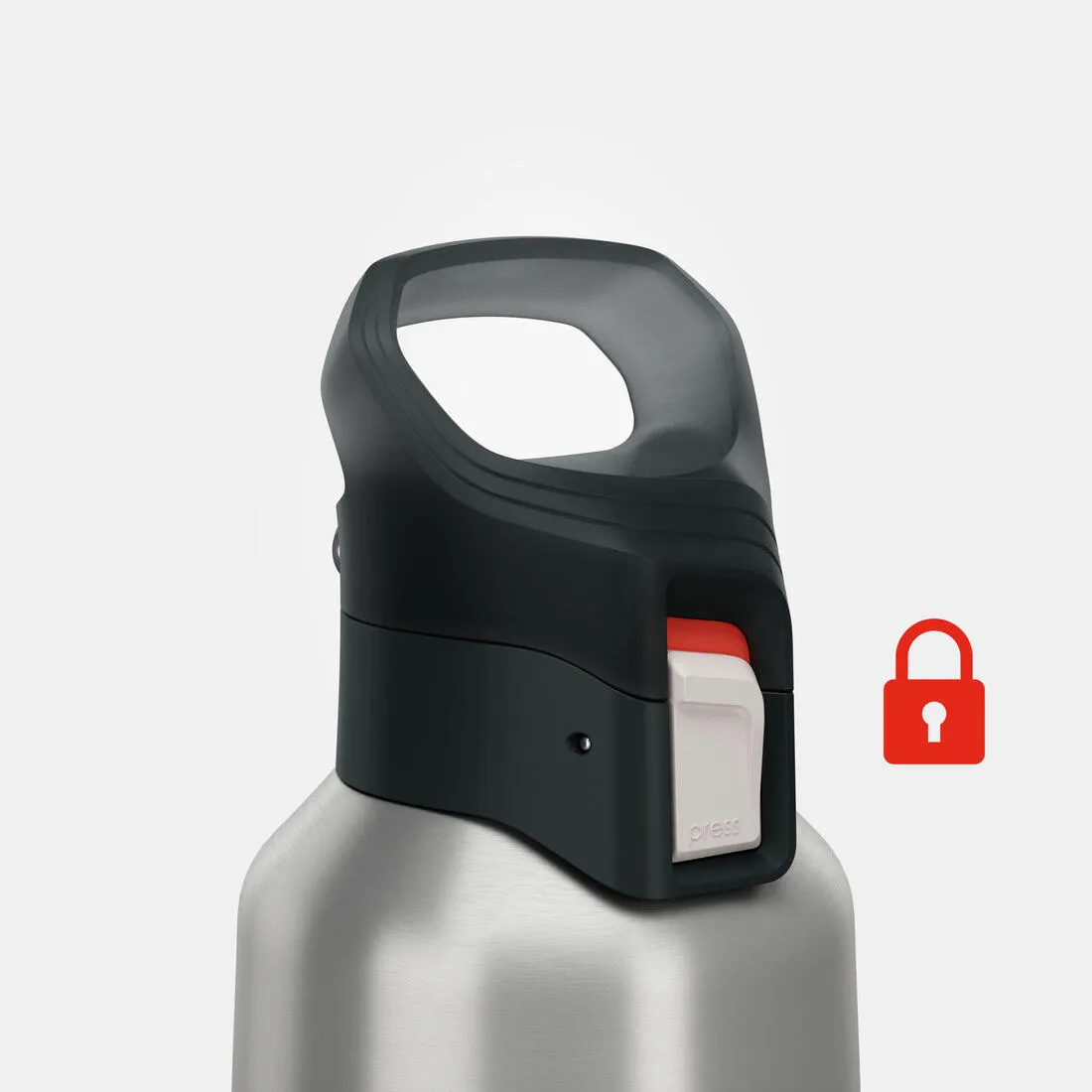 0.8 L stainless steel isothermal water bottle with quick-release cap for hiking