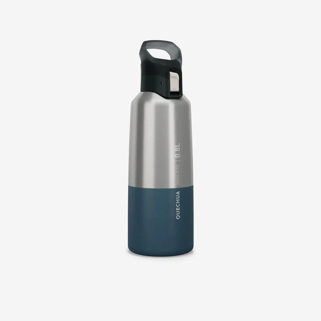 0.8 L stainless steel isothermal water bottle with quick-release cap for hiking