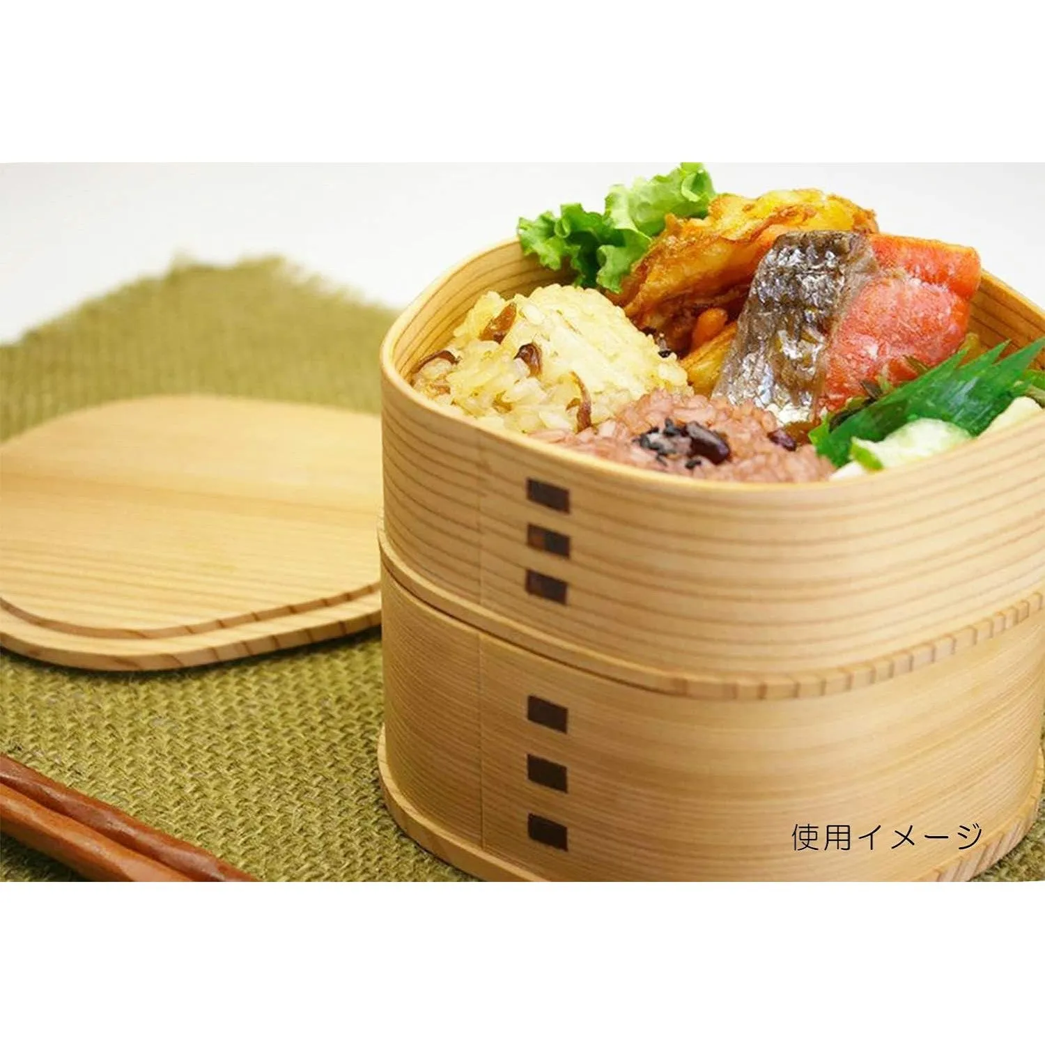 2-Stage Ume Shape Magewappa Bento Box Akita Cedar Wooden Lunch Box