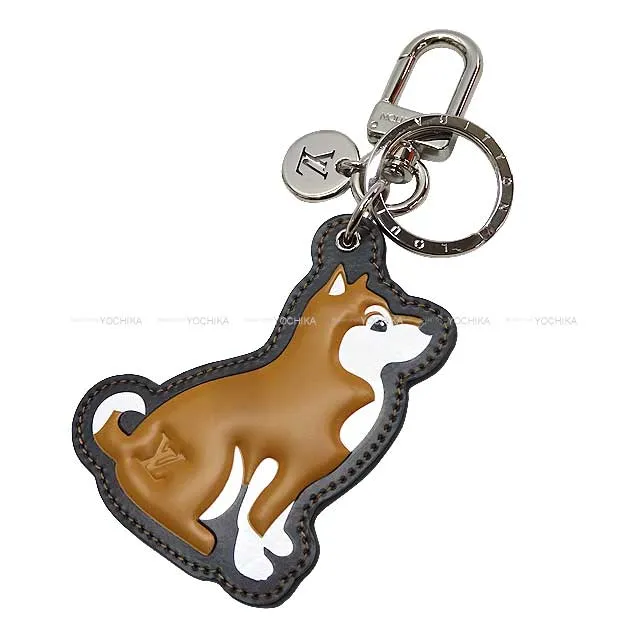 2018AW Limited LOUIS VUITTON key ring Porto Kure College LV League Shiba Dog Cow Leather Silver HW M62755[ALMOST NEW][Authentic]