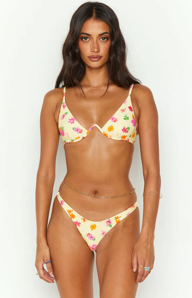 9.0 Swim Bahamas Yellow Floral Bikini Bottoms