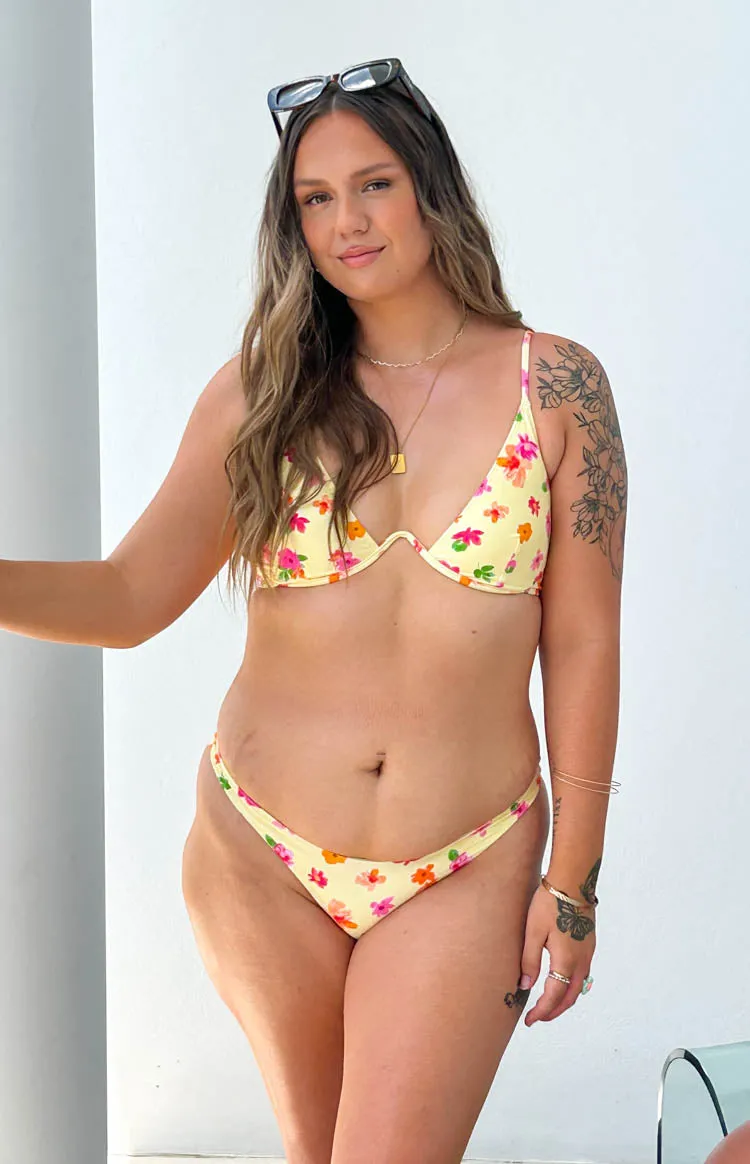 9.0 Swim Bahamas Yellow Floral Bikini Bottoms