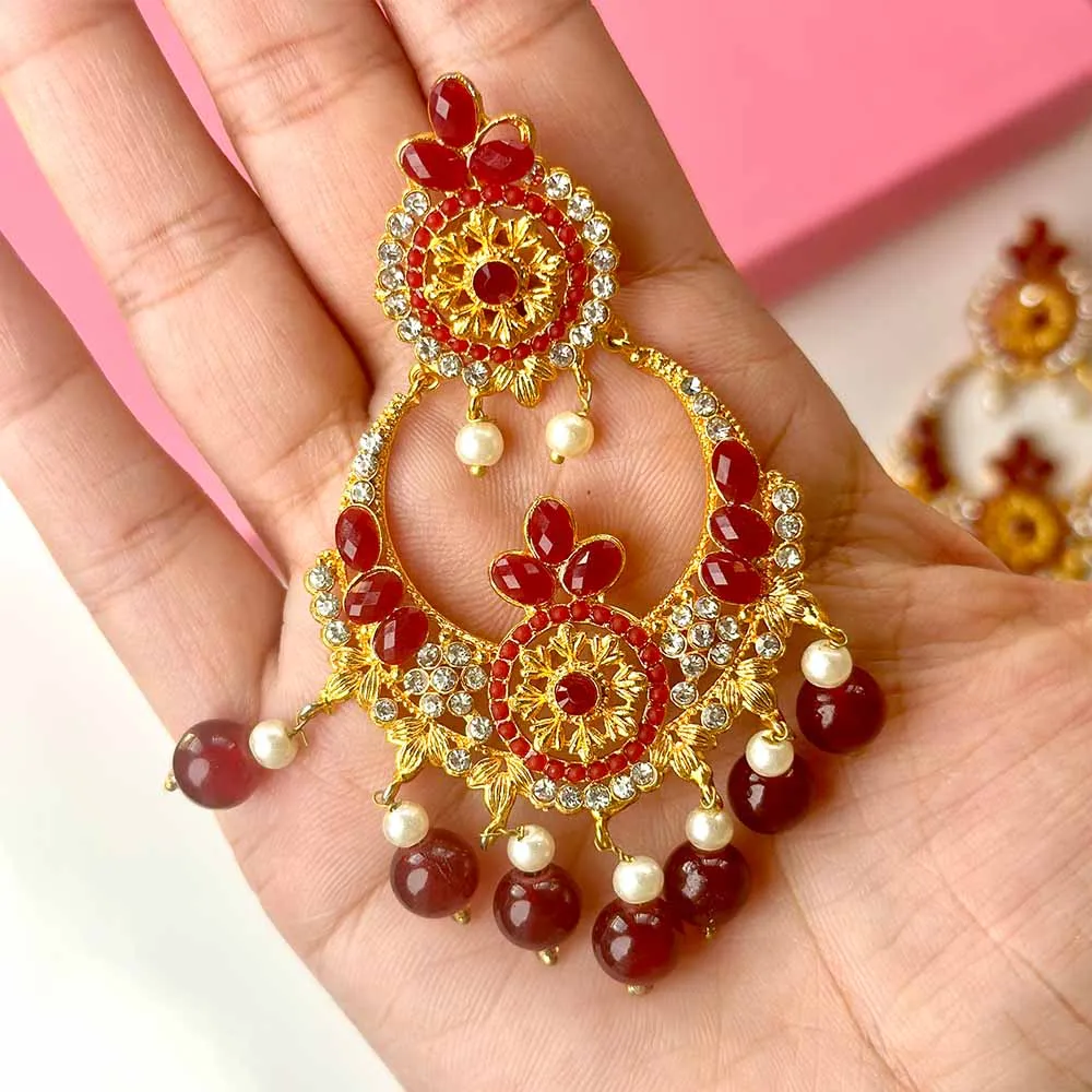 Abeeha Earrings (Maroon)