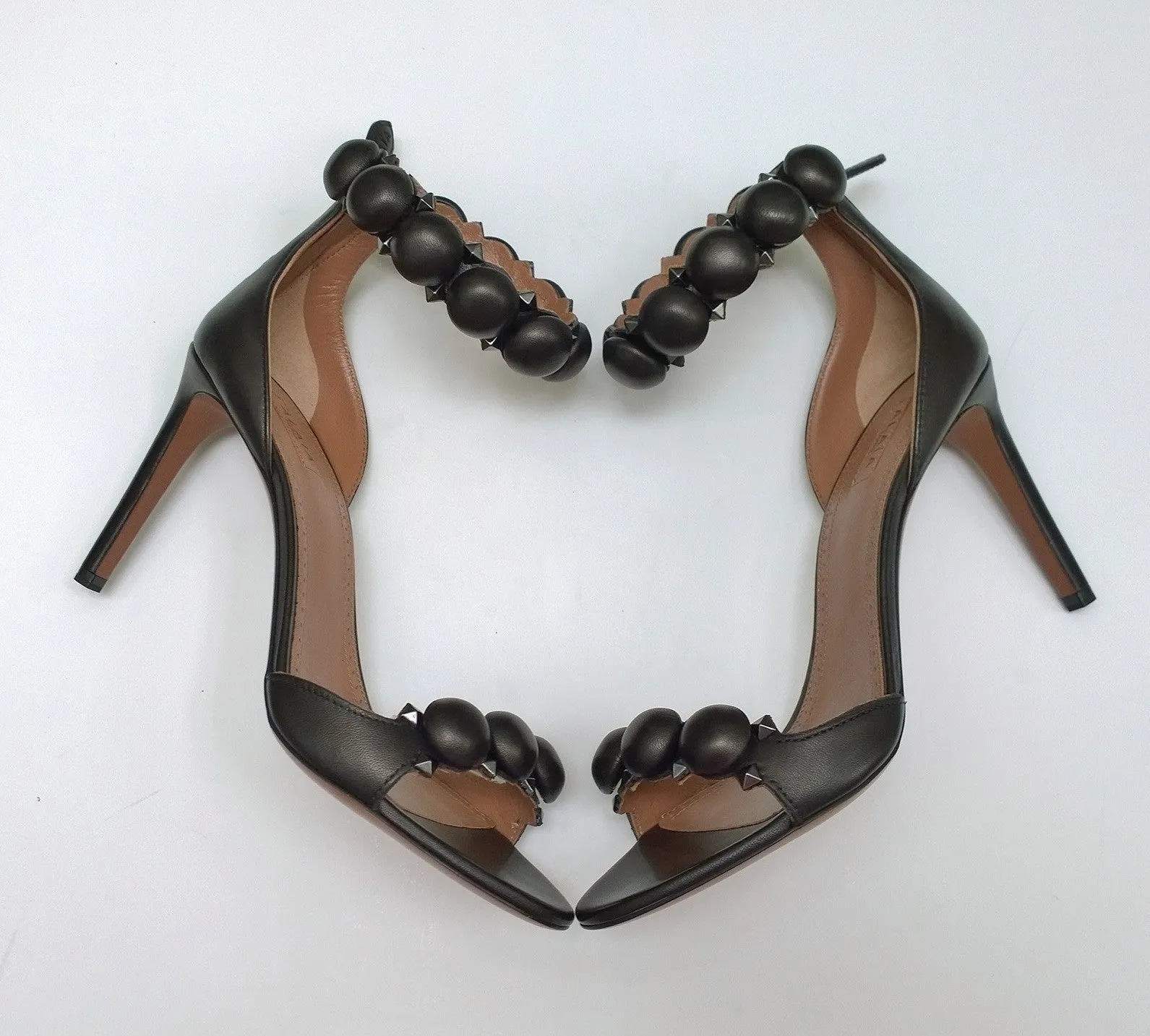 Alaïa Le Bombe Black Leather Sandals 90 Heels Alaia