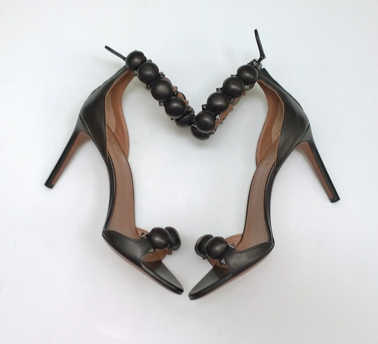 Alaïa Le Bombe Black Leather Sandals 90 Heels Alaia