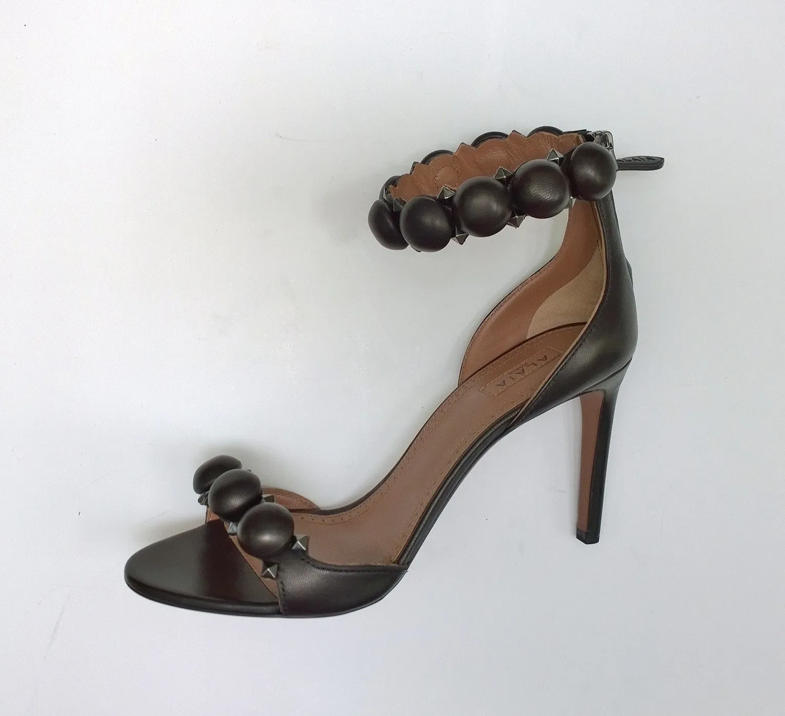 Alaïa Le Bombe Black Leather Sandals 90 Heels Alaia