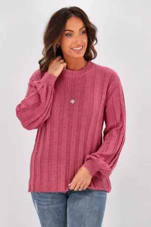 Alpine by Shine On Tabitha Wide Rib Merino Jumper Rose