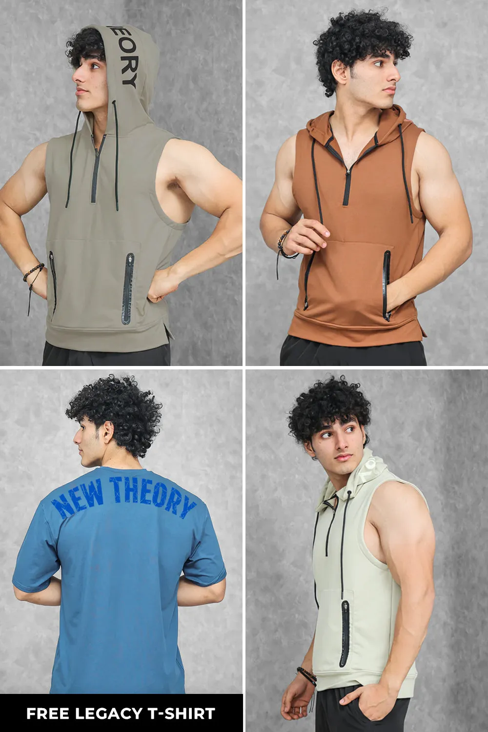 Athletic Training Sleeveless Hoodie Combo - Earthy Color 1st