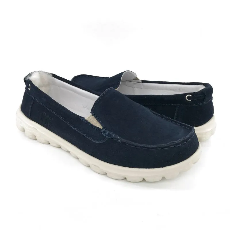 Australian Sheepskin Unisex Casual Flats UGG Moccasin - Navy