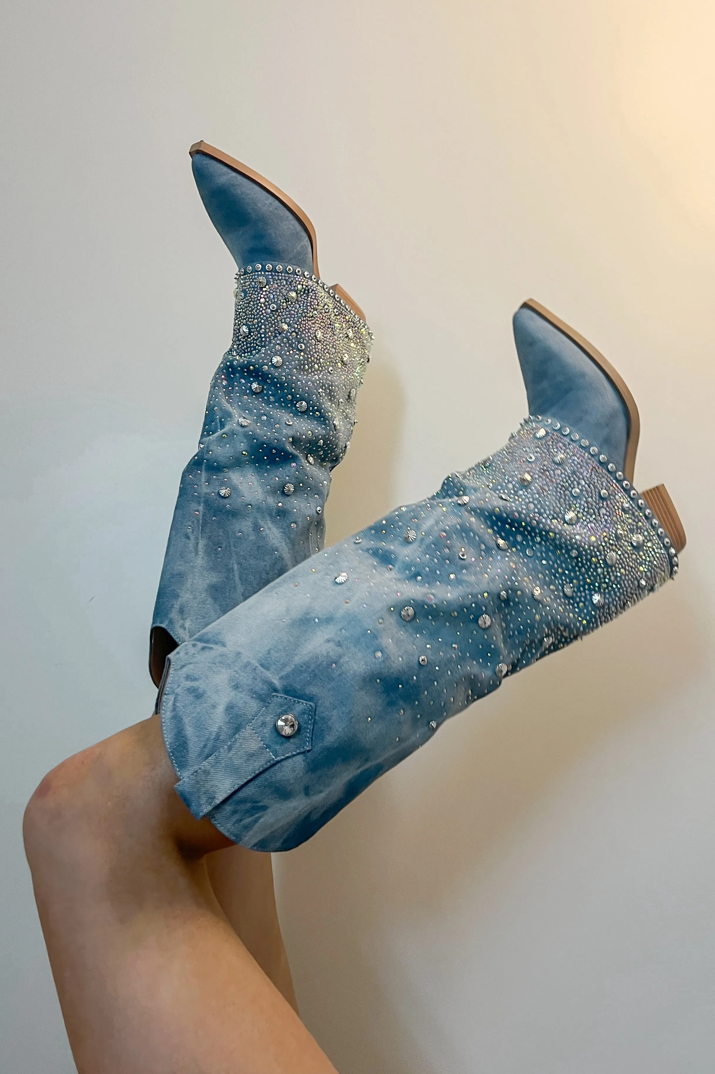 Azalea Wang Mellow Denim Western Boots