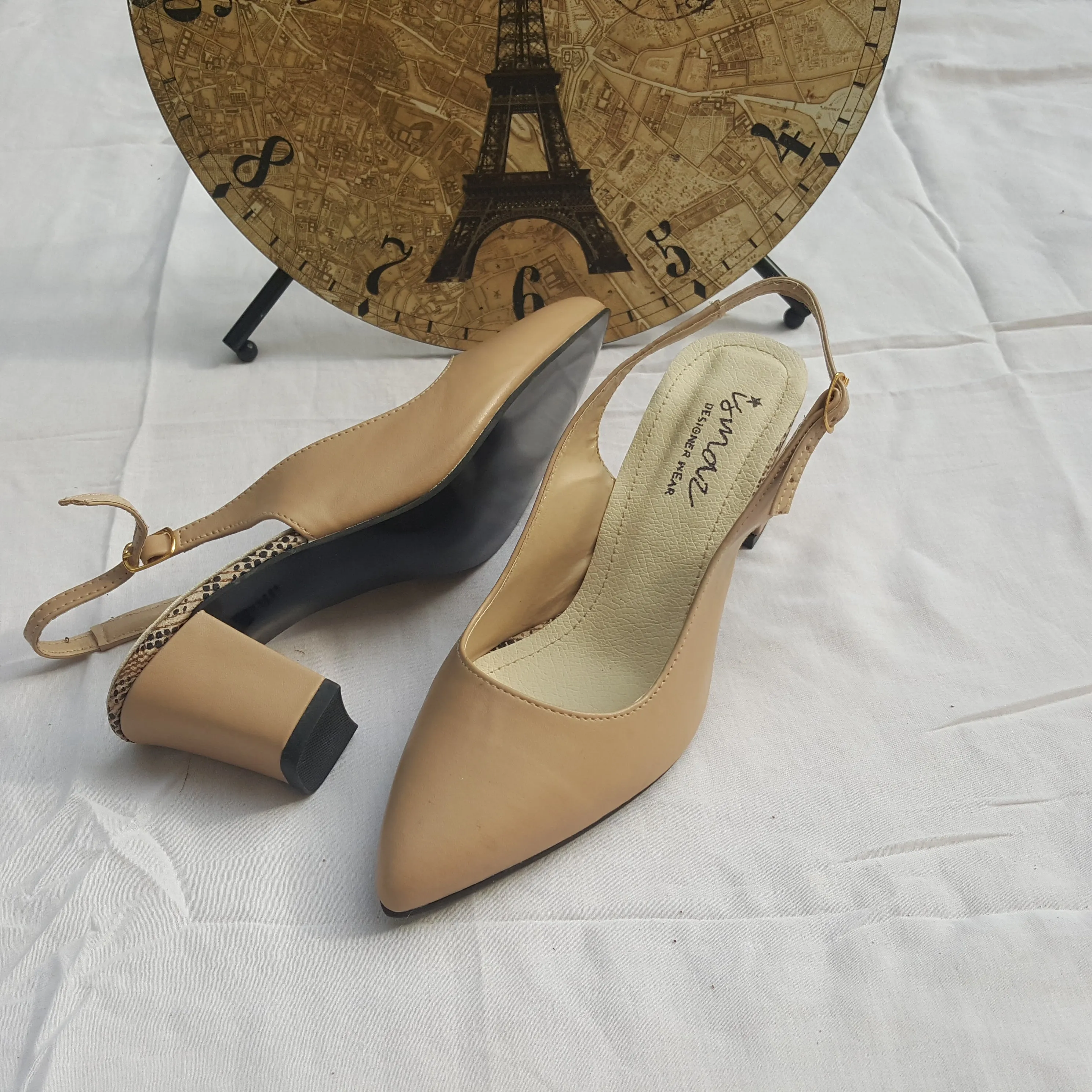 Black & Warm Taupe Court Shoes