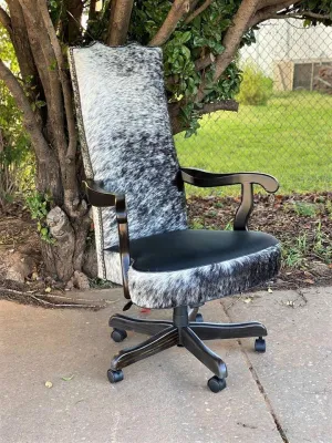 Black Peppered Cowhide Office Chair