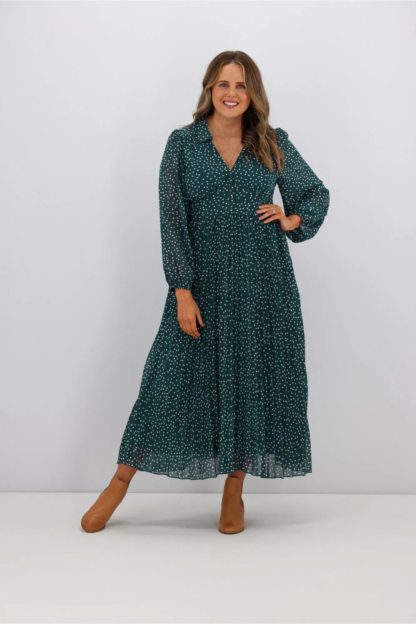 Boho Australia Kasey Dress Green White