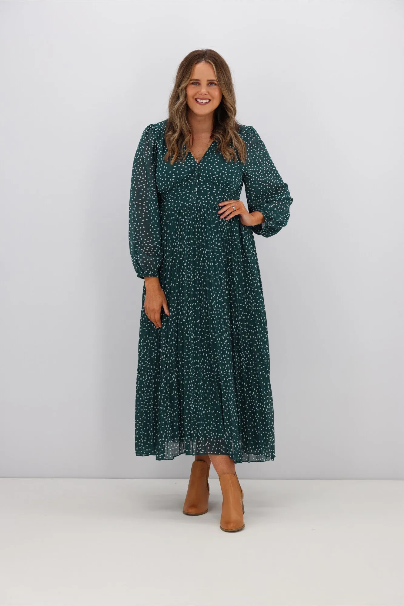 Boho Australia Kasey Dress Green White