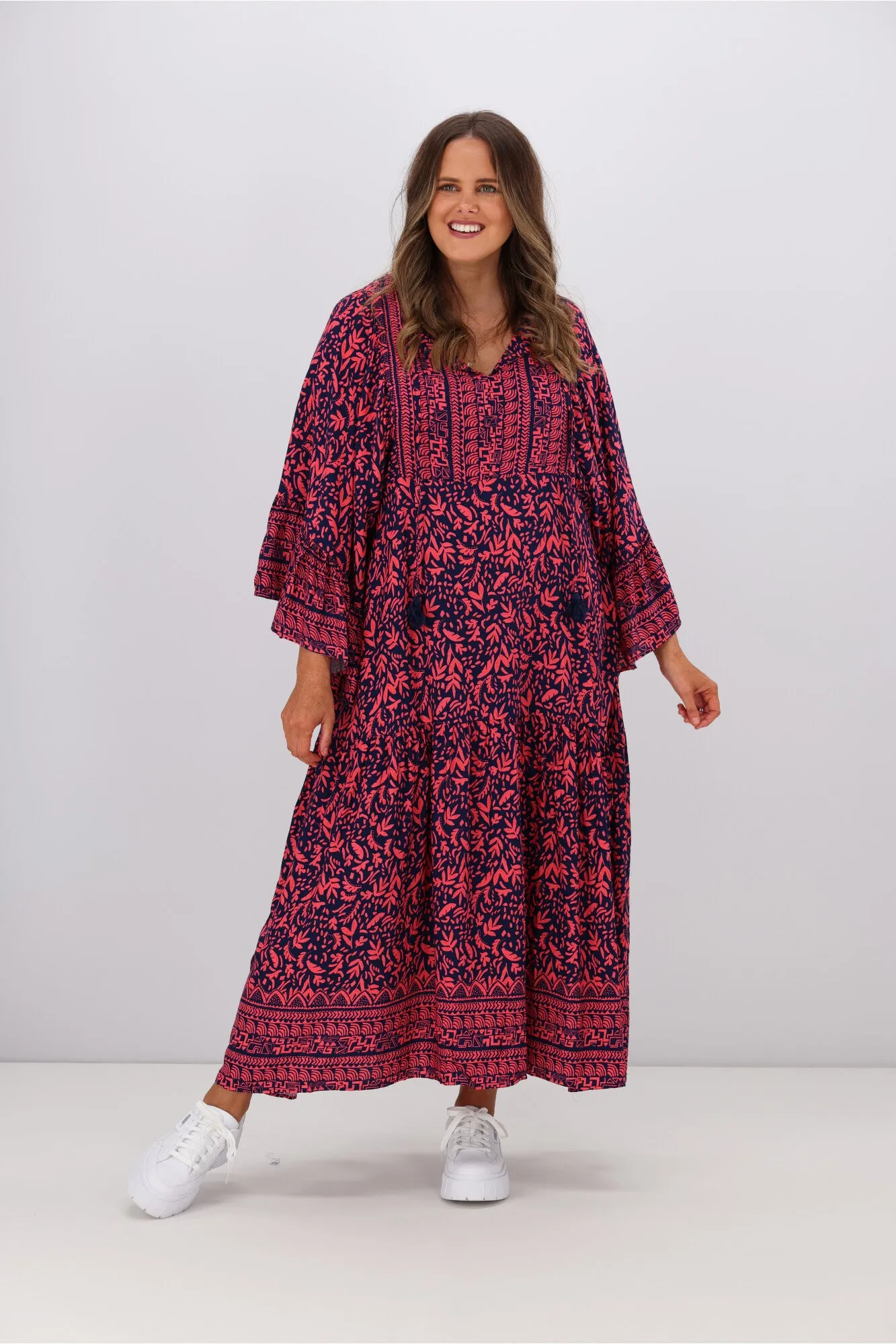 Boho Australia Zane Maxi Dress Navy Red