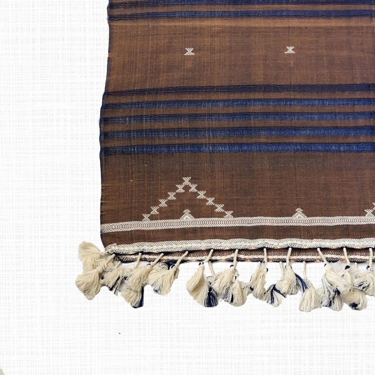 Brown with Blue Hues Handwoven  Cotton Stole