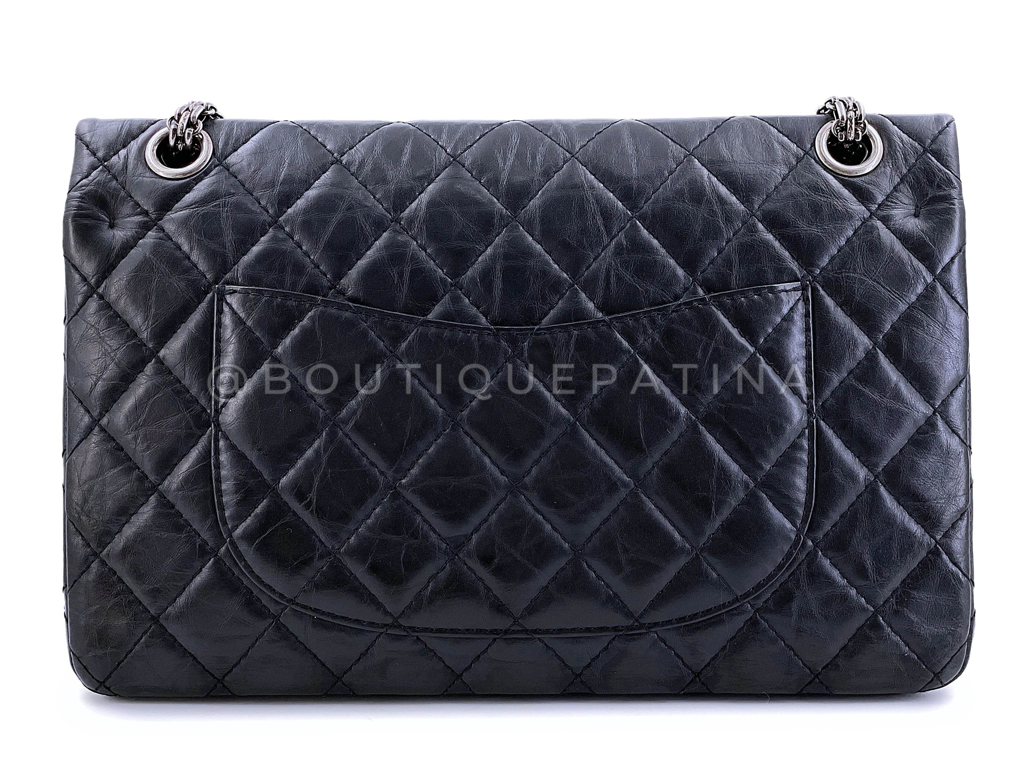 Chanel 2008 Black Reissue 2.55 Classic Double Flap Bag 226 Medium