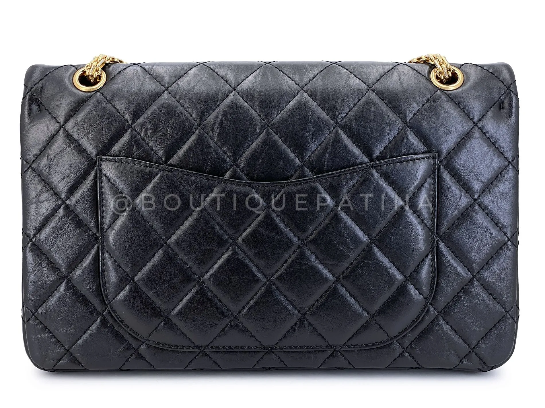 Chanel Black Aged Calfskin Reissue Large 227 2.55 Flap Bag GHW 2N9