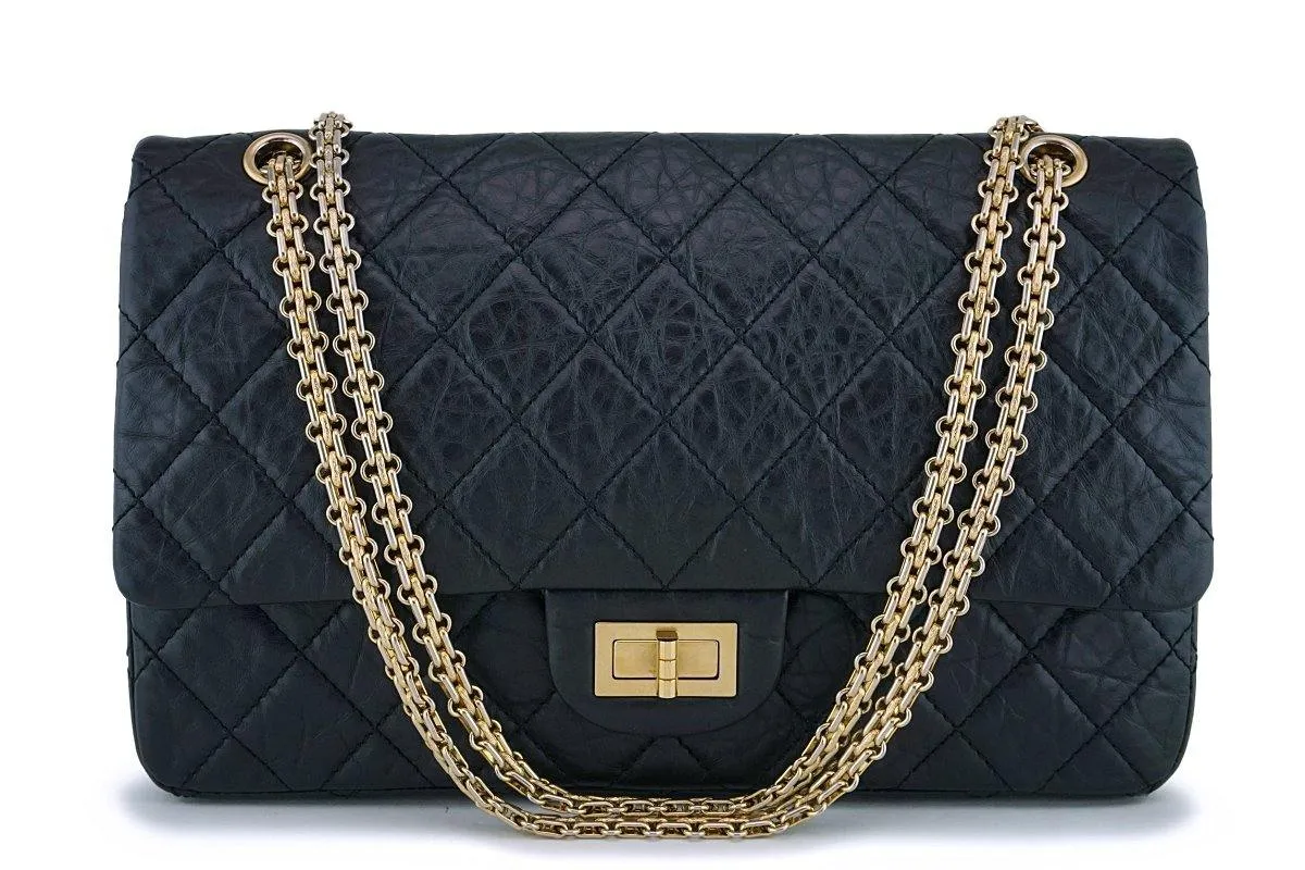 Chanel Black Aged Calfskin Reissue Large 227 2.55 Flap Bag GHW