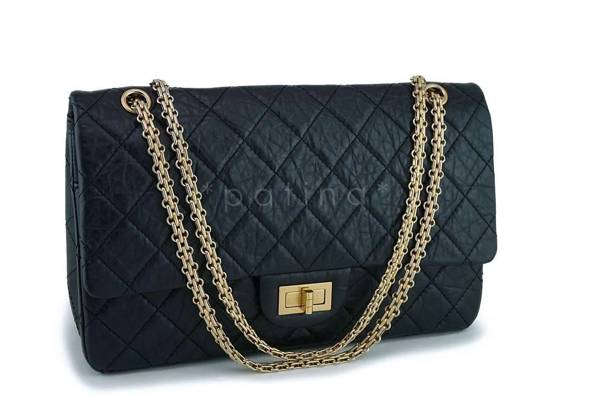 Chanel Black Aged Calfskin Reissue Large 227 2.55 Flap Bag GHW