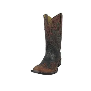 Corral Men's Black With Cognac Overlay Square Toe Cowboy Boots - G1203