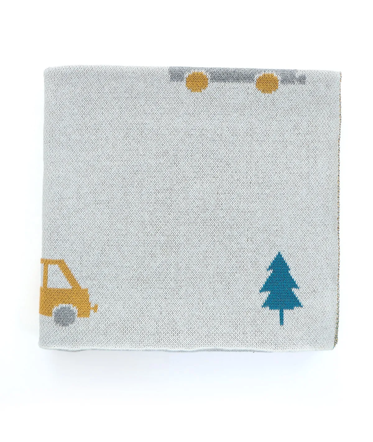 Countryside Cars- Natural & Multi Color Cotton Knitted Throw / Ac Blanket For Kids For Use In All Seasons