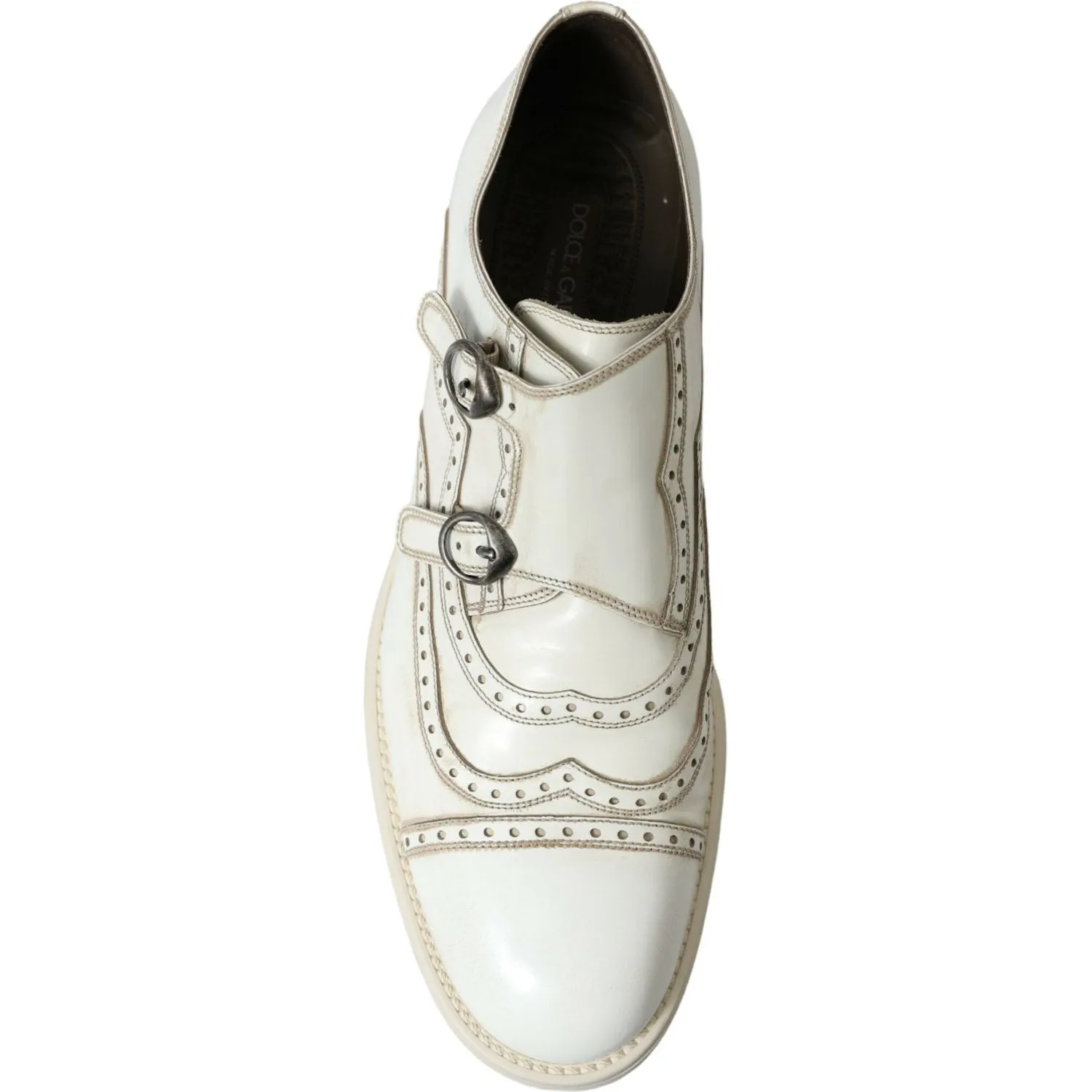 Dolce & Gabbana Elegant White Leather Derby Dress Shoes