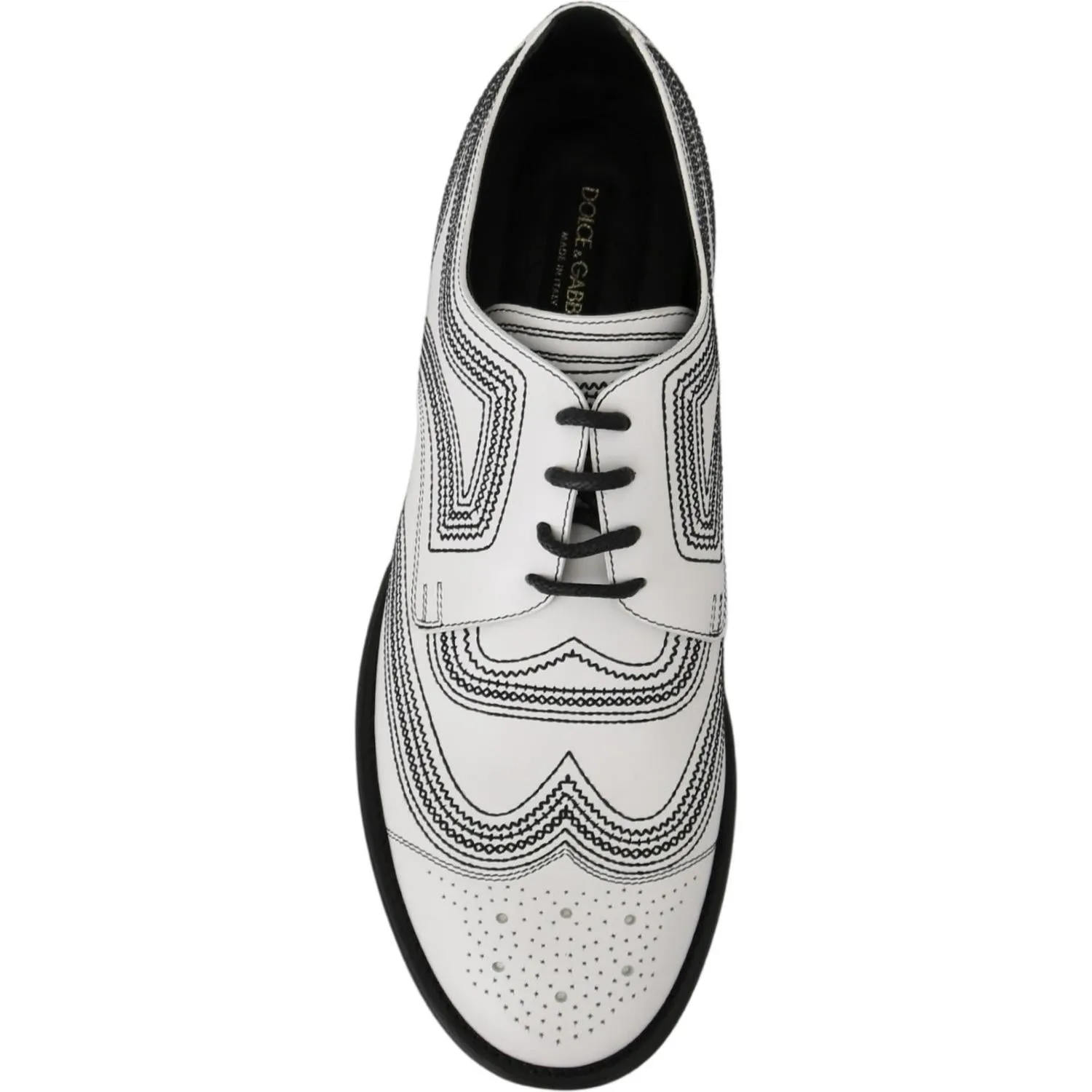 Dolce & Gabbana Elegant White Leather Derby Shoes