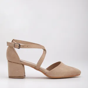 Dolly - Beige Suede Heels