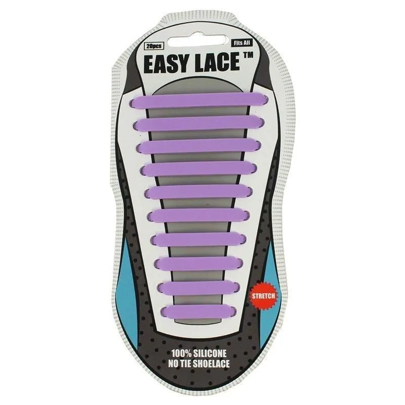 EASY LACE NO TIE ELASTIC SILICONE SLIP ON TRAINERS SHOELACES 20 PIECE