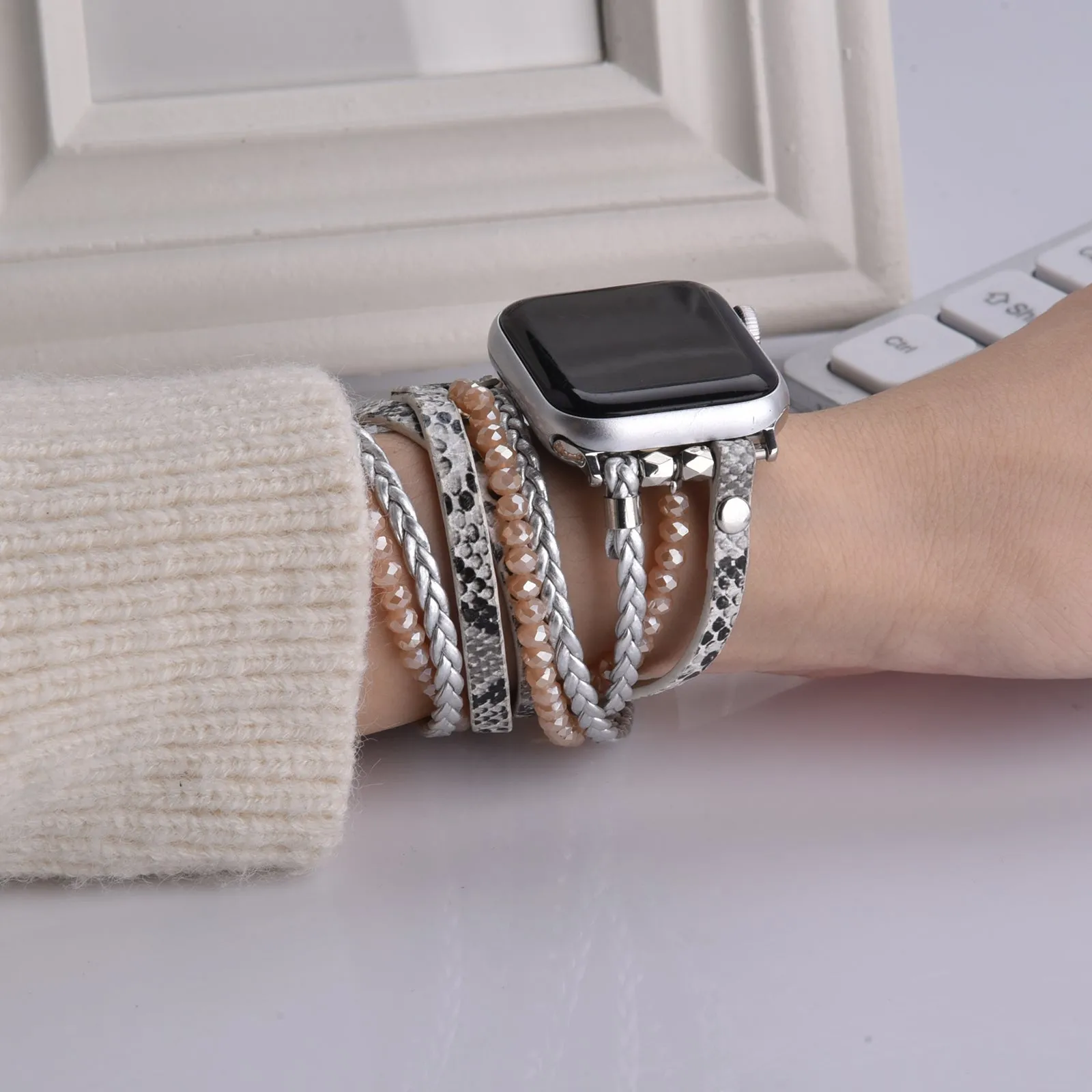 Easy Wrap-around Wrist PU Leather Band for Apple Watch