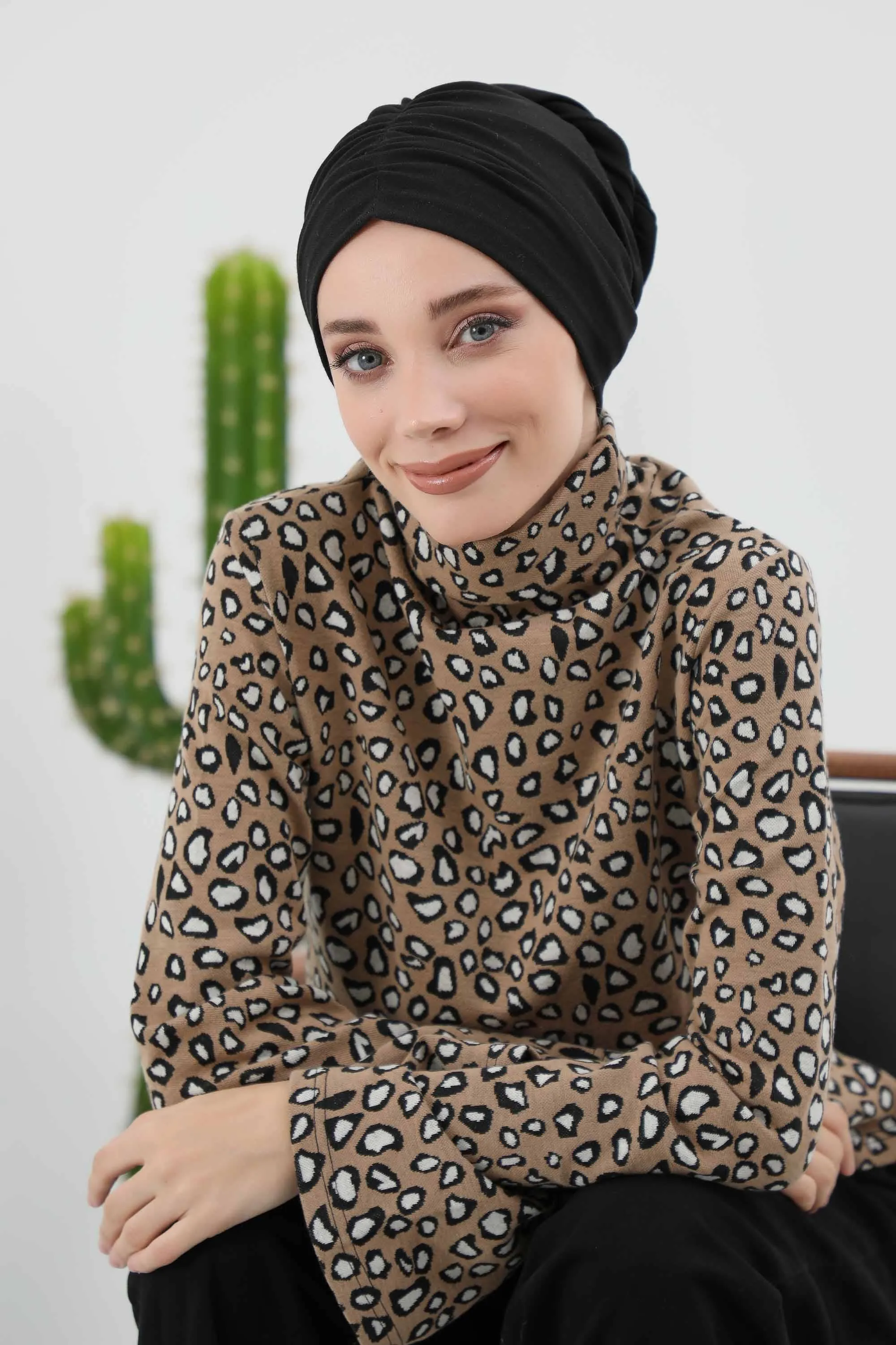 Elegant Winter Turban Bonnet, Cozy Polyviscose Interlock Headwrap for All-Day Comfort, Comfortable Lycra Blend Headwear for Women,B-81IV