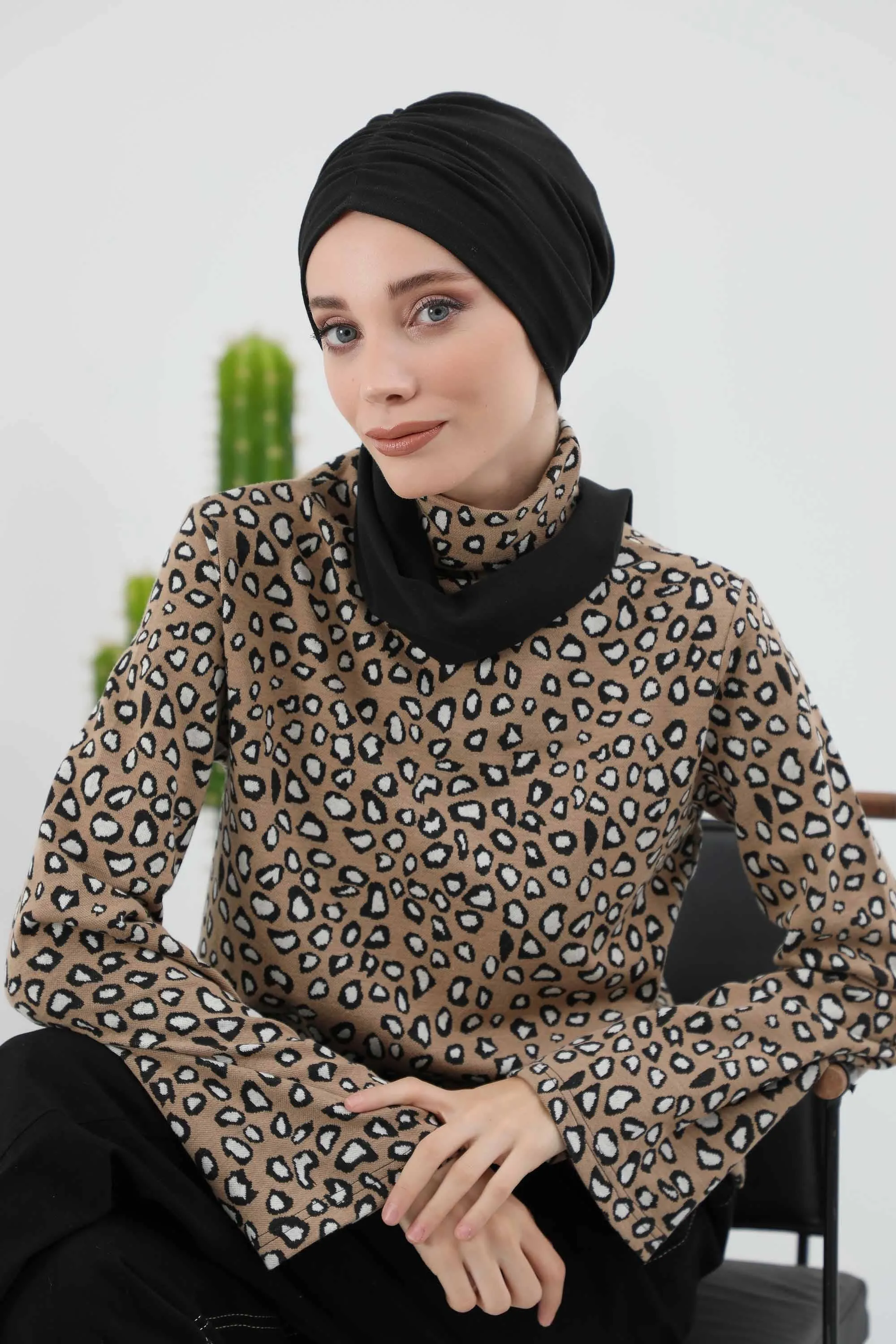 Elegant Winter Turban Bonnet, Cozy Polyviscose Interlock Headwrap for All-Day Comfort, Comfortable Lycra Blend Headwear for Women,B-81IV