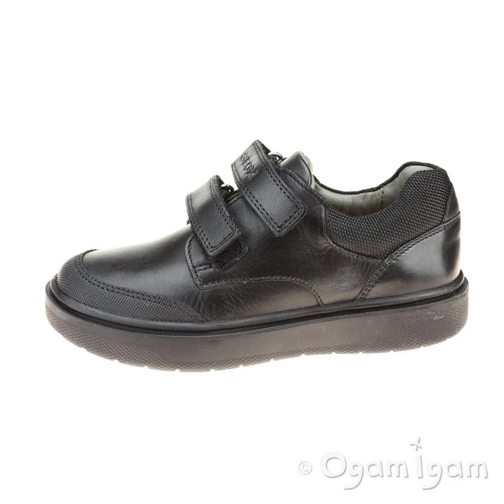 Geox Riddock Boys Black School Shoe