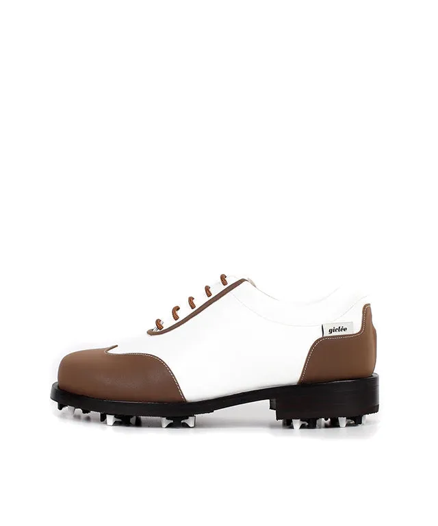 Giclee Women's Under Score Premium Leather Golf Shoes - Brown