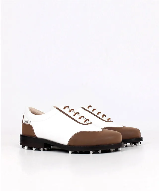 Giclee Women's Under Score Premium Leather Golf Shoes - Brown