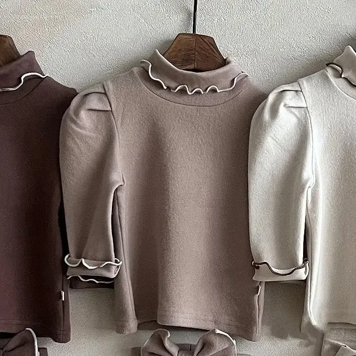 Girls Long-Sleeved Ruffle Turtleneck Top