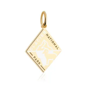 Glacier National Park Charm, Gold Enamel