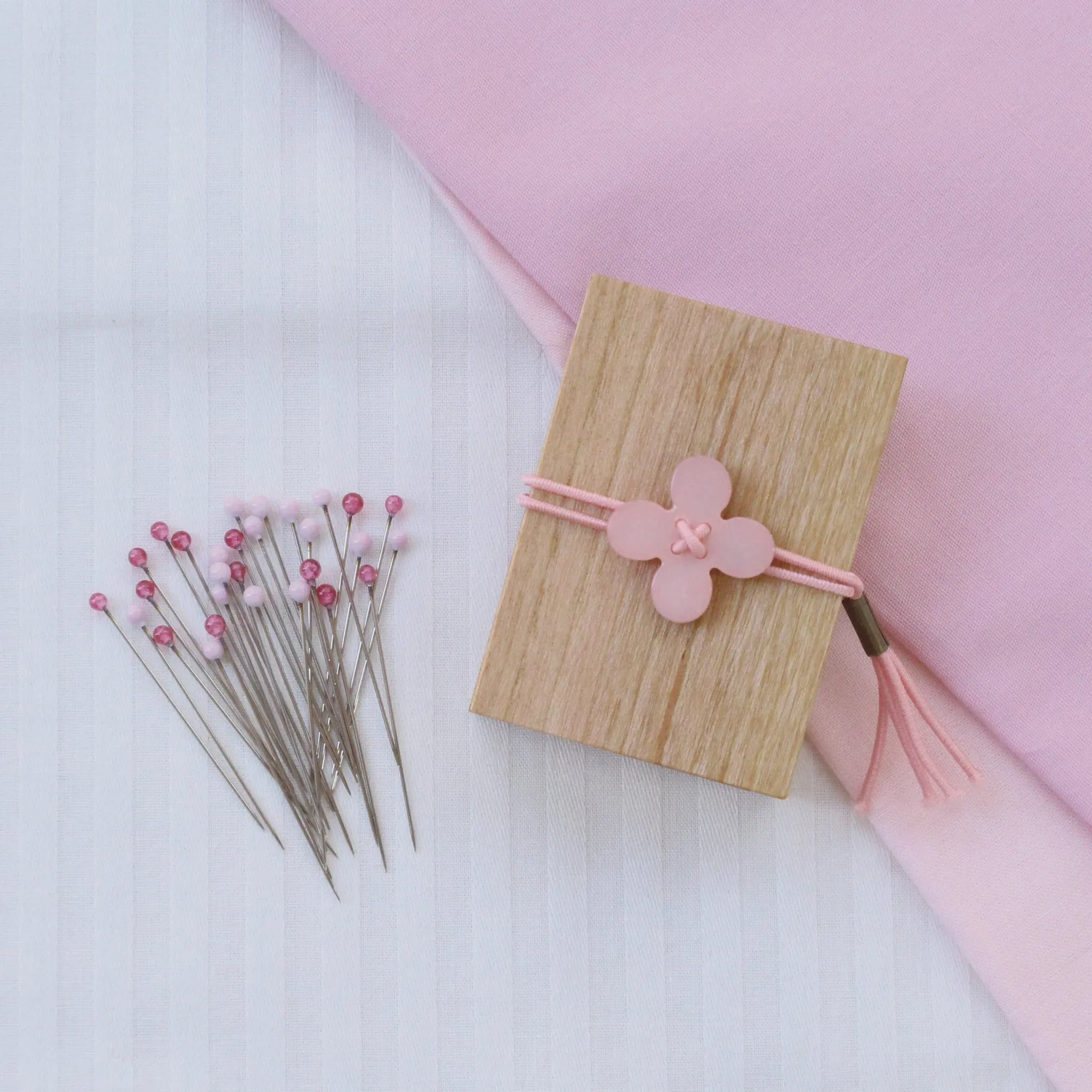 Glass Sewing Pins in Cherry-wood Box