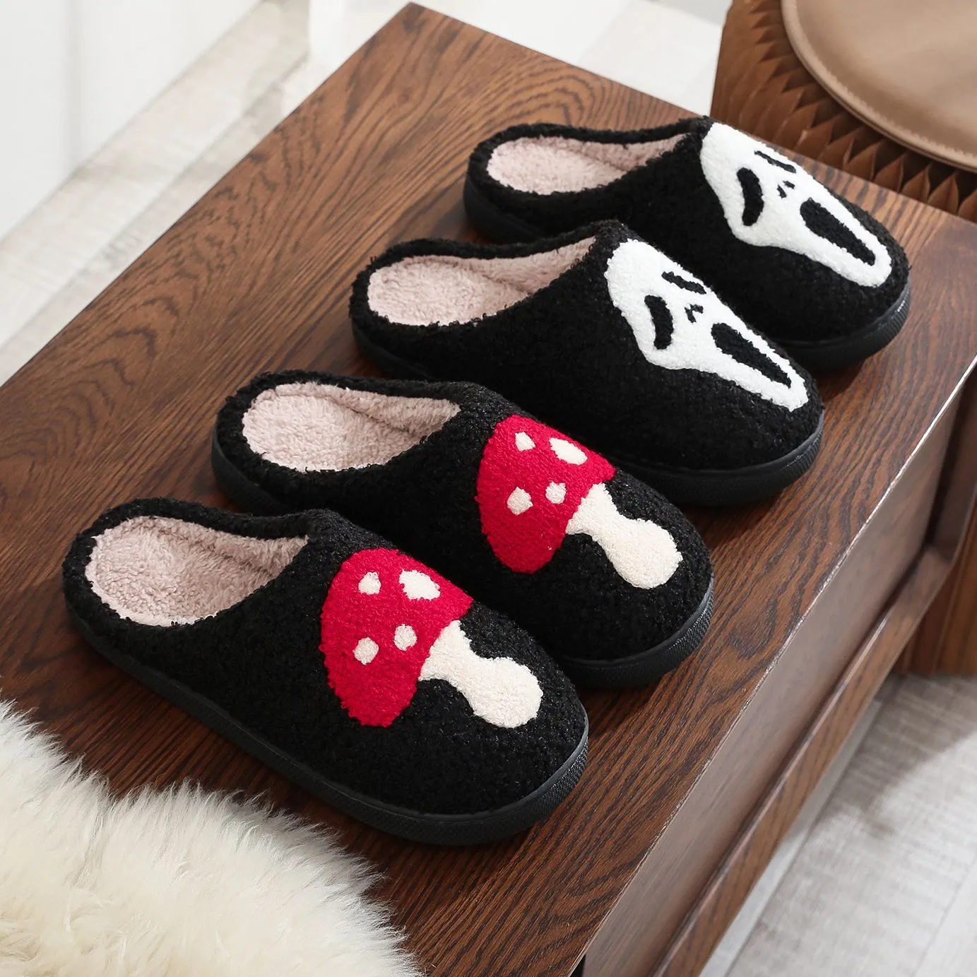 Halloween Cotton Slippers Male And Female Home Winter Indoor Cotton Slippers Cozy Footwear Warm Cotton Slippers couples cotton footwear, lioness-love