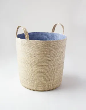 Hand Woven Large Storage Basket with Handles Natural Sky