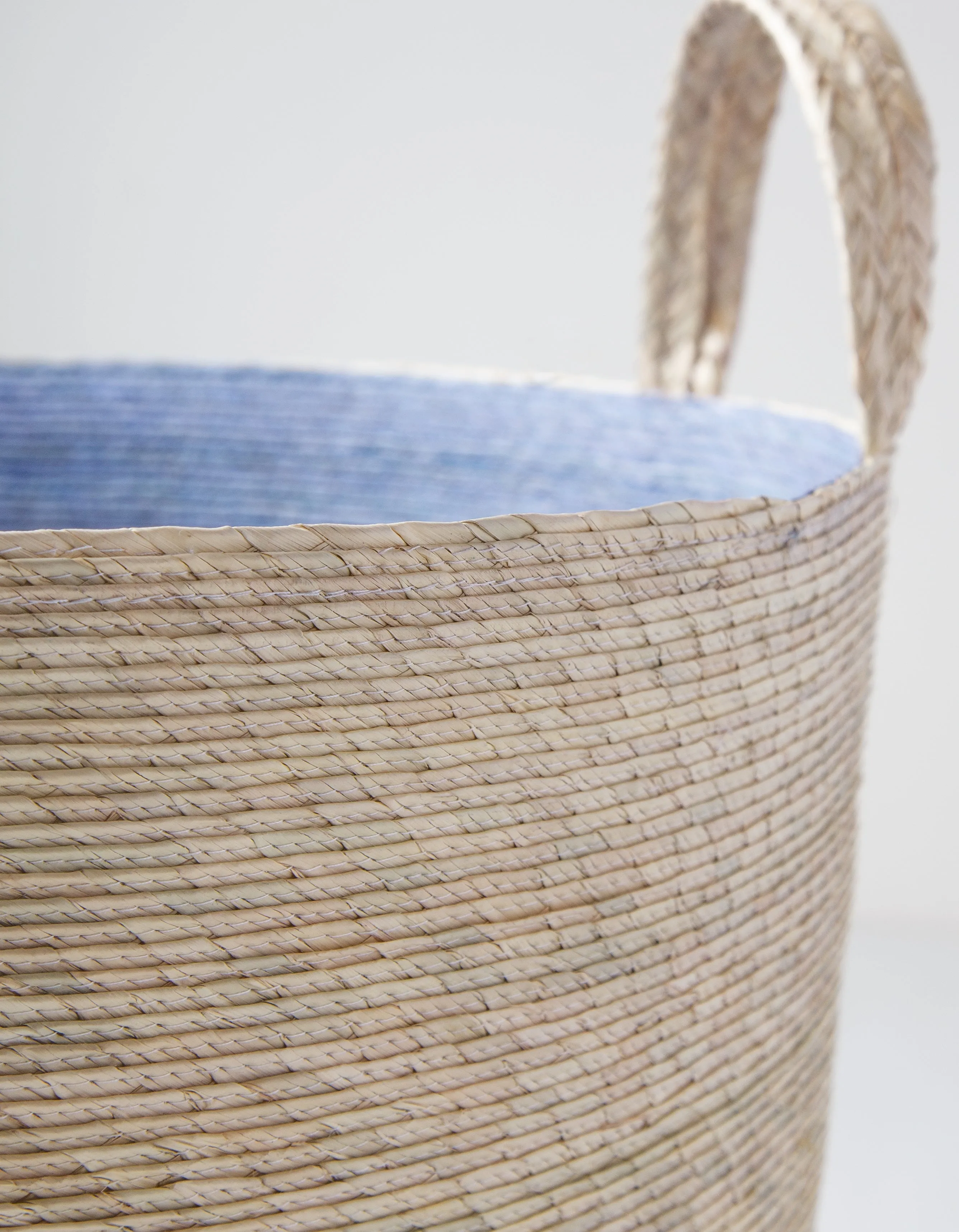 Hand Woven Large Storage Basket with Handles Natural Sky