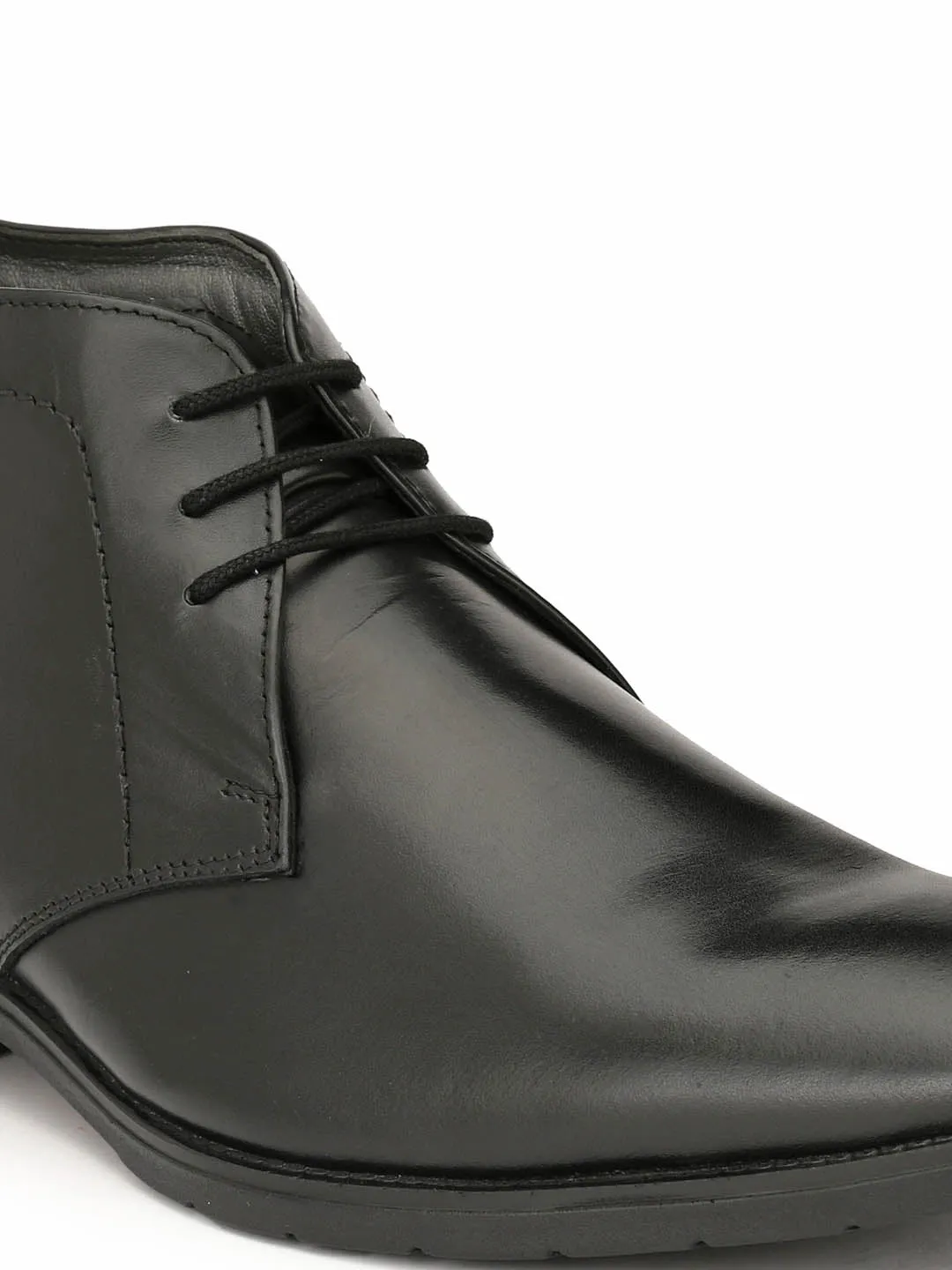 Hitz Men's Black Derby Leather Ankle Shoes