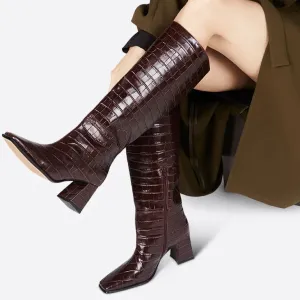 IB TGIF TALL LEATHER EMBOSSED BOOTS