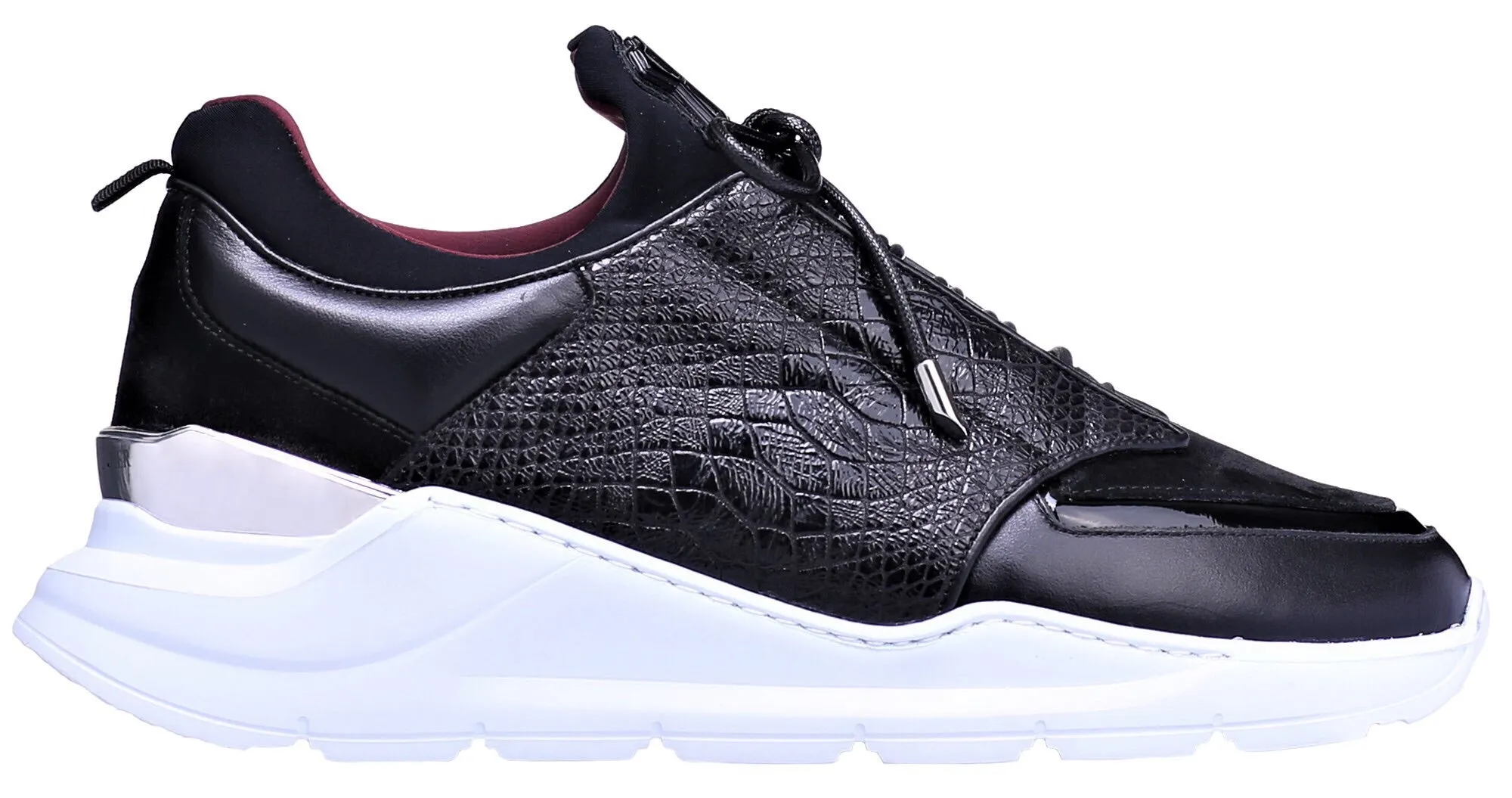 Low-Top BNJ MAGNUS RUNNER BLACK PYTHON WASHED CALFSKIN-NEOPRENE