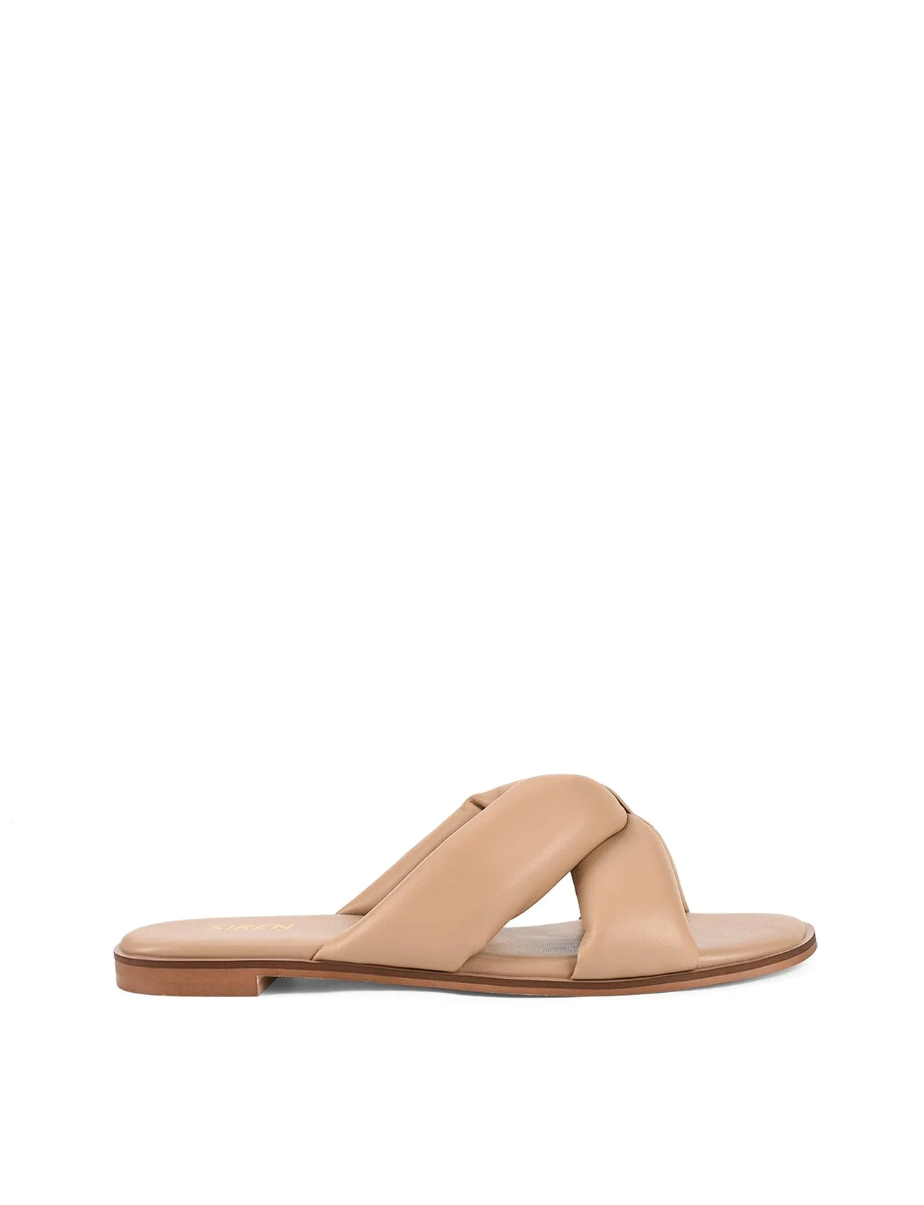 Madeline Flat Slides - Almond Tan Leather