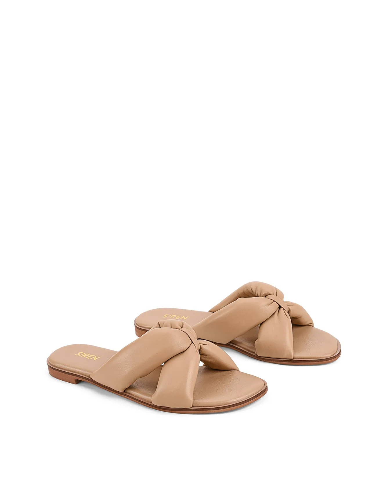 Madeline Flat Slides - Almond Tan Leather