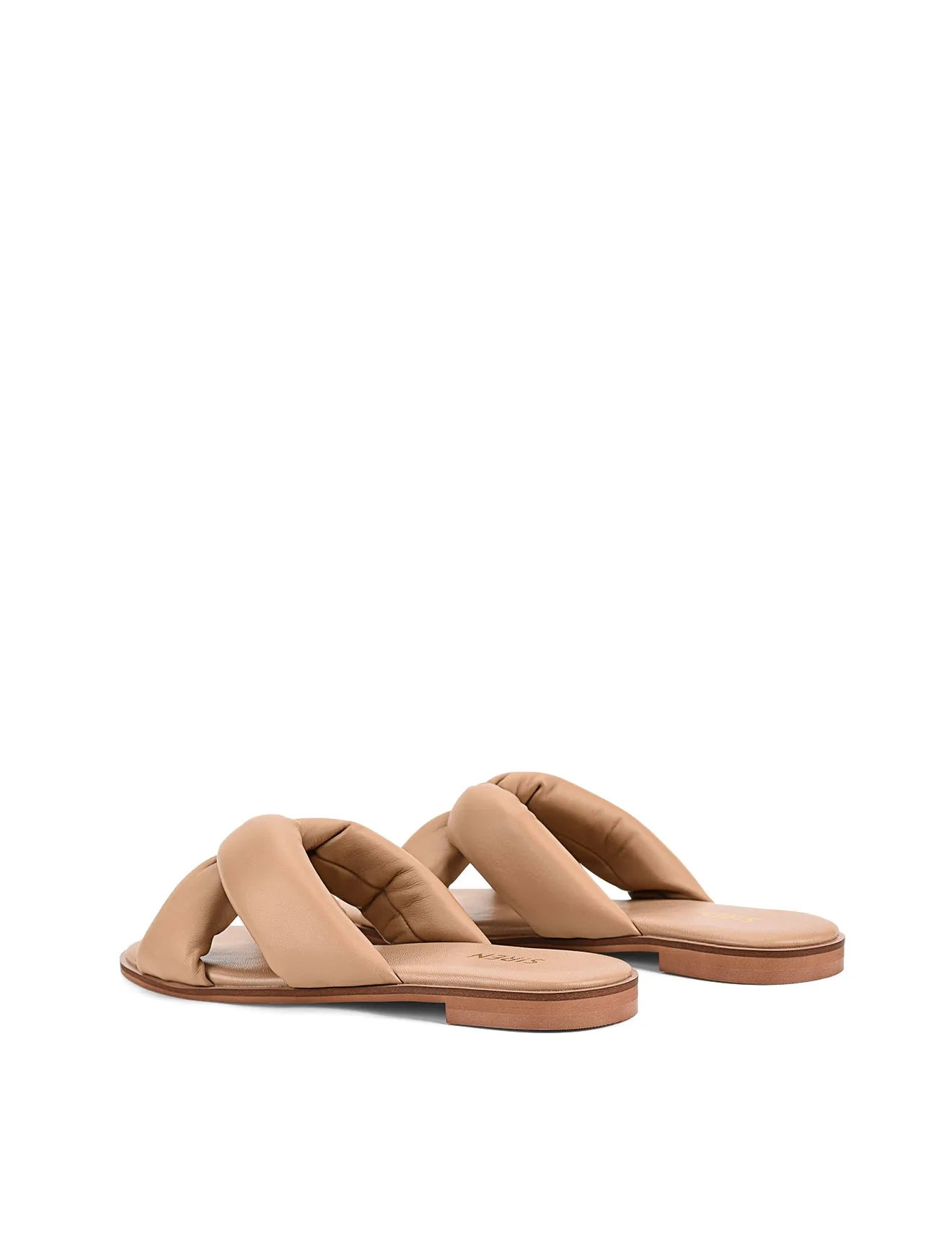 Madeline Flat Slides - Almond Tan Leather