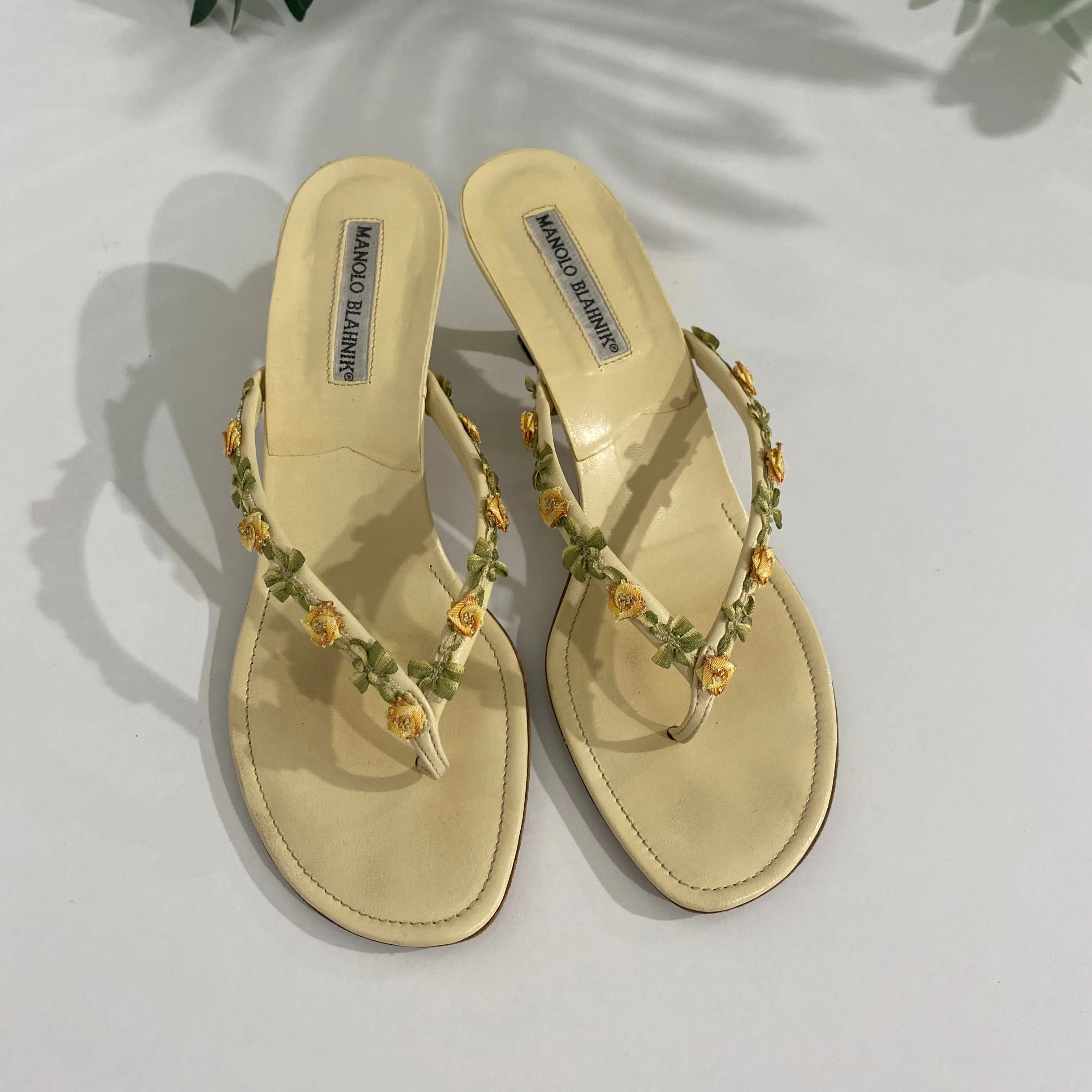 Manolo Blahnik Yellow Floral Sandals