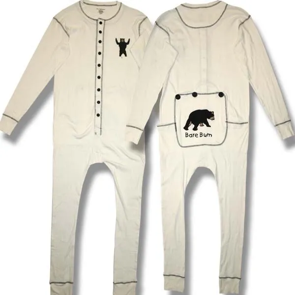 Men and Women's Plain Rib Bare Button Pyjamas.